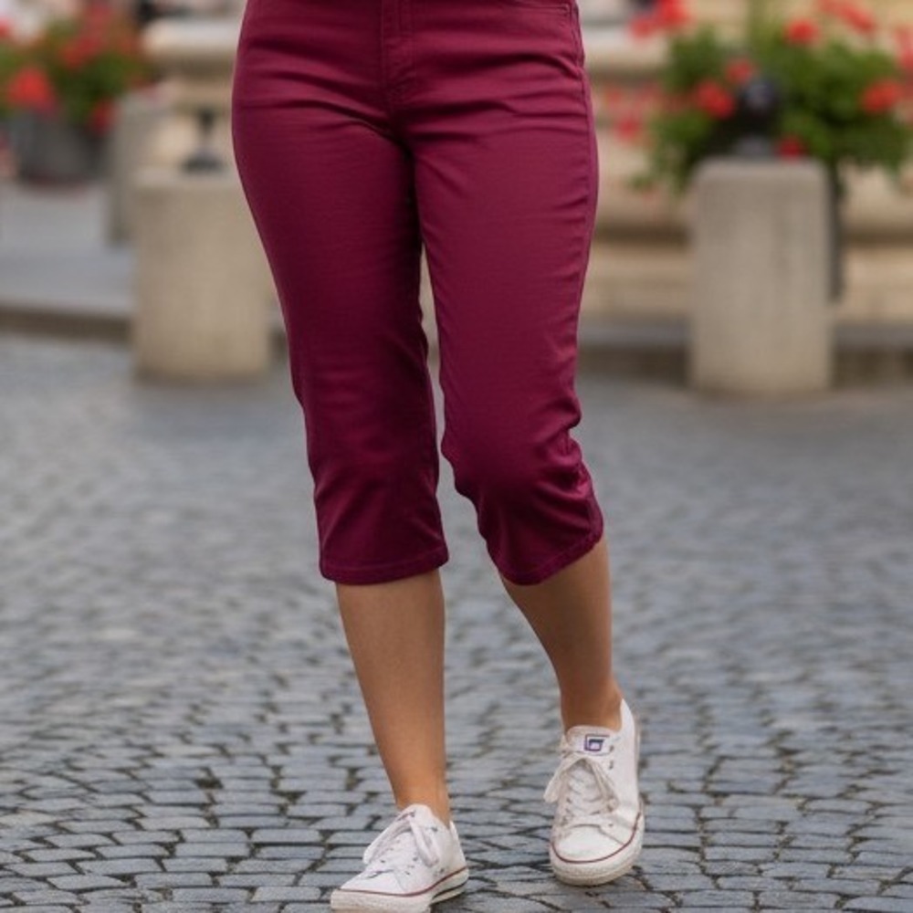 Unbranded Berry Magenta Capri Pants Women Size 12 Stretch Cropped Trousers Pink
